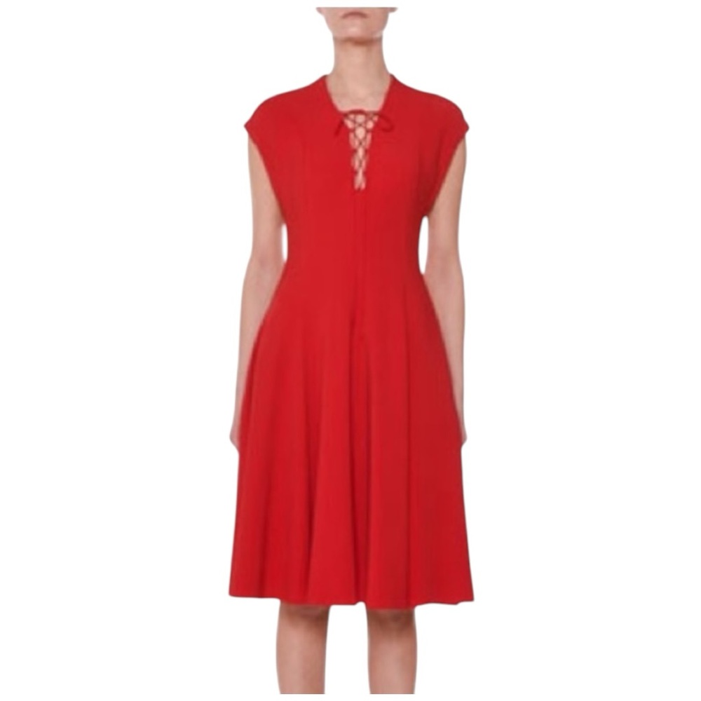 Stella McCartney Cap-Sleeve Lace-Up Front A-Line Fit & Flare Dress Size 38